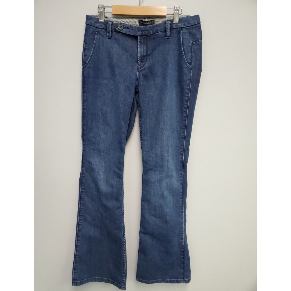 Banana Republic Womens Size 4 Trouser Stretch Jeans‎ Dark Blue Mid Rise Straight